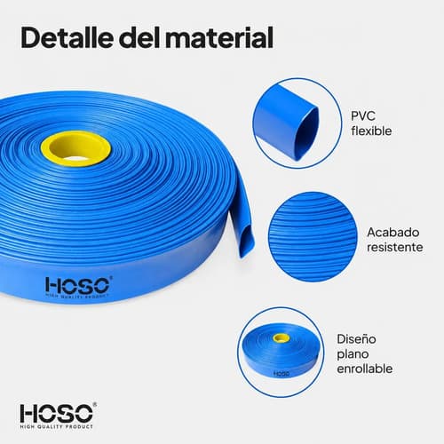 Manguera Pvc Plana 2 Pulgadas 6 Bar 50 Metros Motobomba Azul Azul