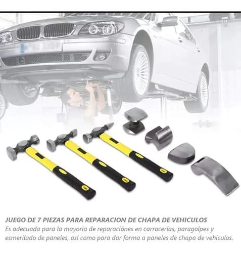 Kit De Martillos Y Aguantadores Chapista, 7 Piezas. Hnt