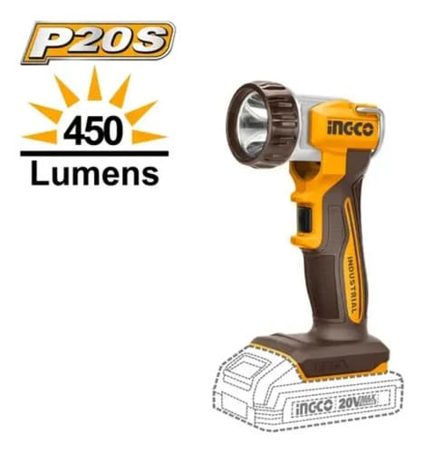 Linterna De Trabajo Ingco 20v Led 8w 450 Lumenes + Bat 4 Ah Blanco Naranja Claro