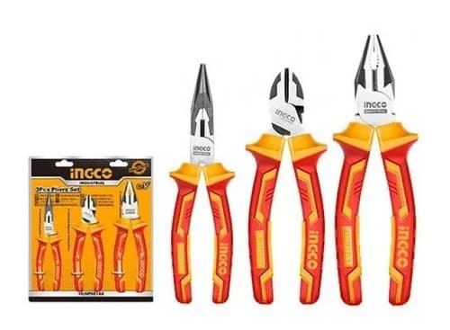Kit Set Juego De Alicates Aislados 3 Piezas Ingco Hikps28318