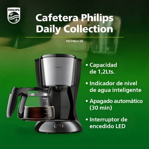 Cafetera De Filtro Philips Hd7462/20 1,2 Lts Color Black/metal