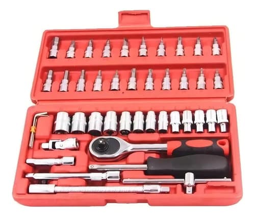 Juego Dados Chicharra Generac 46 Piezas Caja Herramientas Rojo