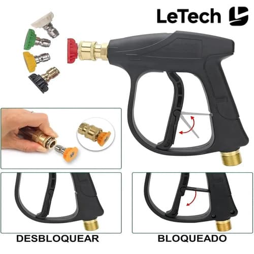 Hidrolavadora Letech Industrial Con 5 Boquillas, Portátil Y De Alta Presión Negro