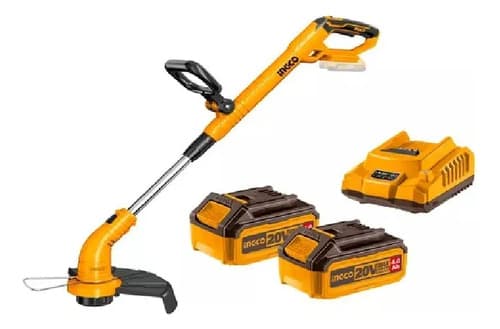 Cortadora De Césped, 2 Baterías, 20 V, 4 Ah, Cgtli20018 Ingco, Color Naranja