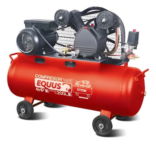 Compresor 4hp Equus 200 Lts A Correa, 24 Meses Garantia Rojo 220v Monofásica
