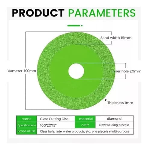 Discos De Corte De Diamante Para Vidrio, Jade Y Cerámica  Pack De 10 Verde Lima