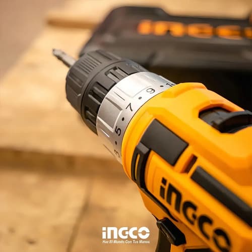 Taladro Atornillador 10 Mm + 2 Baterias + Cargador Ingco Naranja