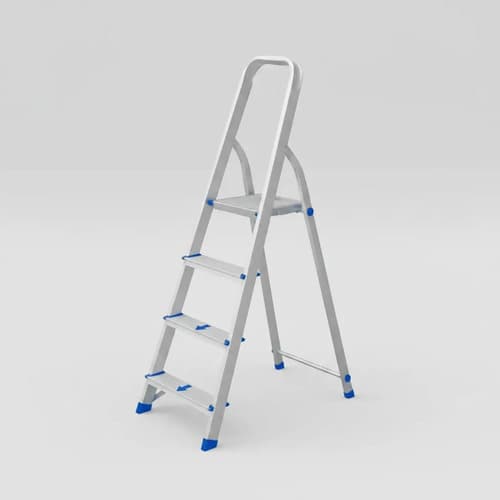 Escalera Familiar Aluminio 4 Escalones 120 Kg Wadfow Wld3h04 Inox