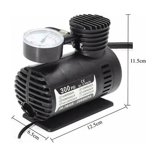 Compresor Inflador Aire Metal Auto Neumatico Portatil Color Negro Fase Eléctrica Bifásica