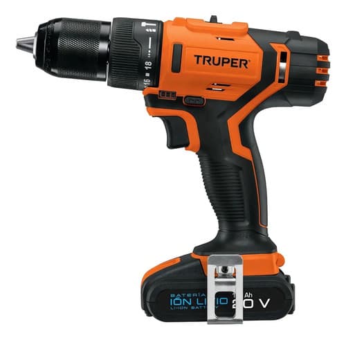 Taladro Percutor Atornillador 1/2' Truper 20v + Batería Y Cargador Naranja