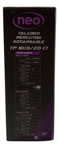 Taladro Percutor A Bateria C/1 Batería 20v Brushless Neo Gris