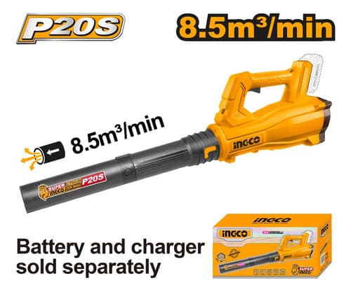 Sopladora Bateria 20v Con 2 Bat 4ah Y Cargador Ingco Naranja Claro
