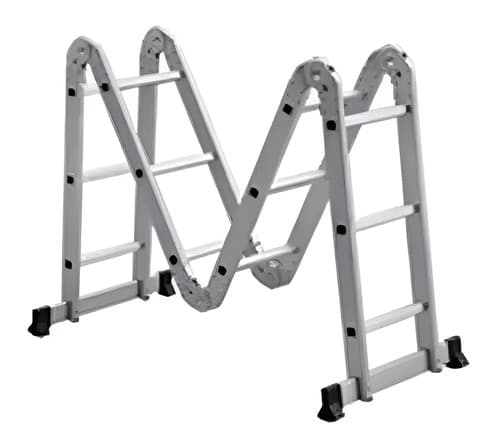 Escalera De Aluminio 4x3 Escalones Multifuncion Martino Di Forza Gris