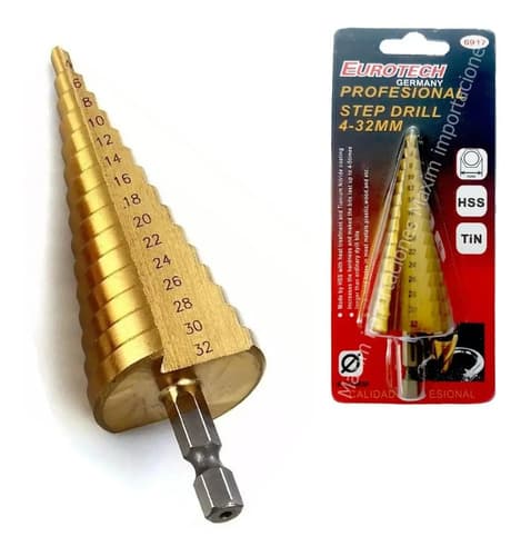 Mecha Broca Conica Escalonada - 4 A 32 Mm. - Euro