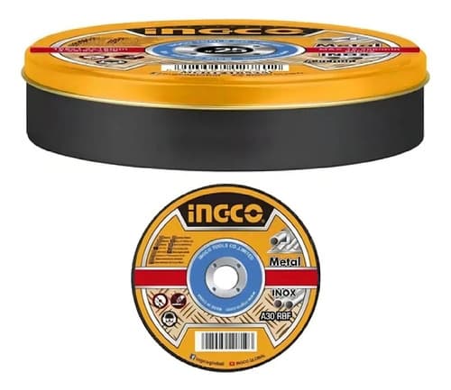 Lata X 25 Discos Corte Metal Esmeril Amoladora 115mm Ingco Color Naranja Claro