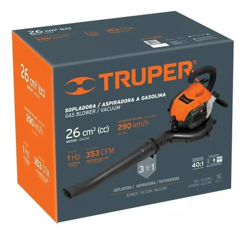 Sopladora Y Aspiradora Nafta Con Bolsa 26cc 1hp Truper