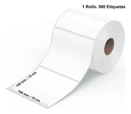 1 Rollo De Etiquetas Termicas Autoadhesivas 100x150. 500 Uni Blanco