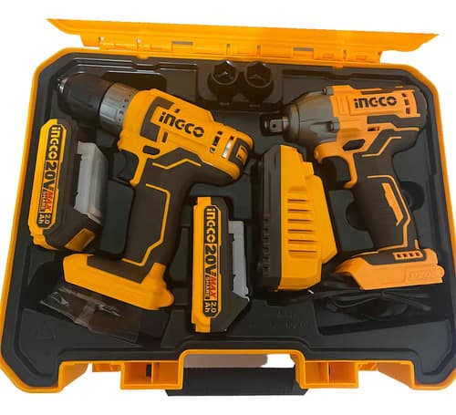 Kit Llave De Impacto + Taladro Inalámbrico Ingco +2 Baterías Cosli230702 Amarillo 50 Hz/60 Hz