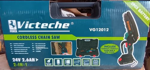 Mini Motosierra A Batería 24v 2.6ah Con Maletín Victeche Azul Petróleo