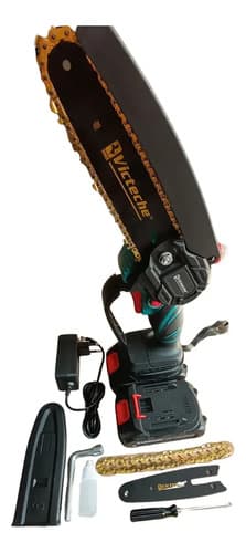 Mini Motosierra A Batería 24v 2.6ah Con Maletín Victeche Azul Petróleo