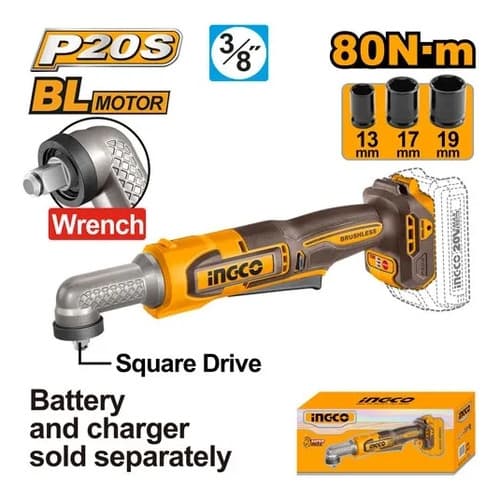 Llave De Impacto Angular 20v 80nm Ingco Caiwli2081 Naranja Claro 50/60