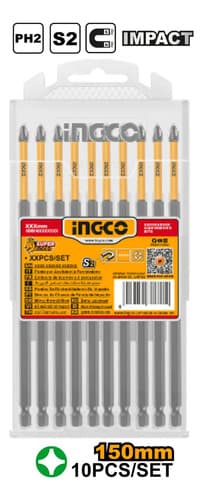 Set Puntas Ph2 150mm Largas Impacto Ingco Sdbim11ph263 Smf