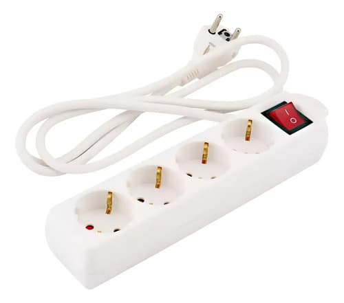 Alargue Zapatilla Tipo Zuco Con Llave De Corte 3500w 4 Tomas Blanco