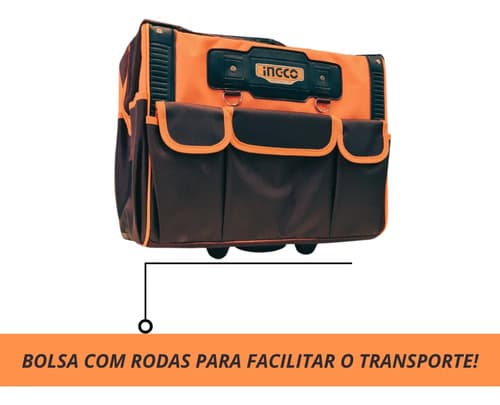 Bolsa De Herramientas Reforzada Ingco Con Ruedas Amarillo