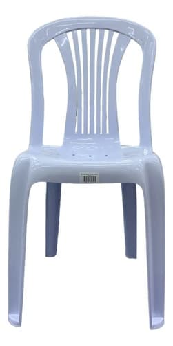 Silla Plástico Apilable Tushop Exterior Blanco Hueso Respaldo Alto