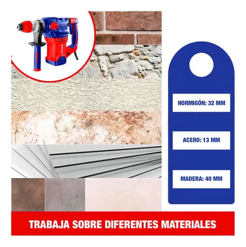 Rotomartillo Sds Plus Emtop Erhrp1502 Industrial 1500w 5.5j Color Rojo