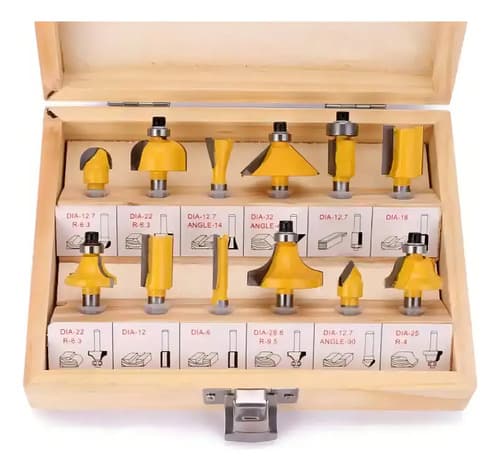 Set 12 Brocas Tupi 1/4 Madera Carburo Incluye Maletín Marca F Modelo D