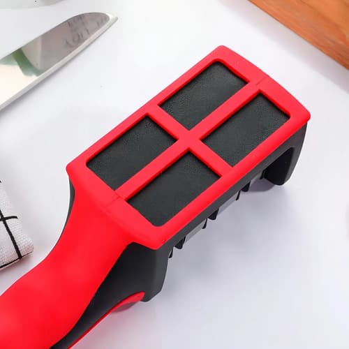 Afilador De Cuchillos Y Tijeras Con Mango Ergonómico Rojo