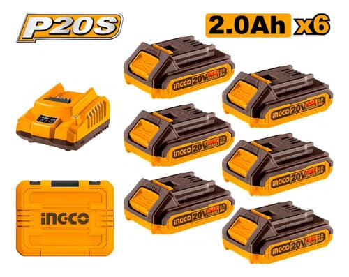 Set X 6 Baterias 2.0ah + Cargador En Valija Ingco