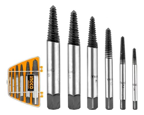 Kit 6 Contra Macho Extractor De Tornillos Ingco Ase106