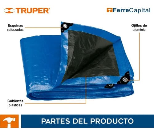 Lona Multiuso Truper Lt-45z Impermeable De 3m X 4m Color Azul