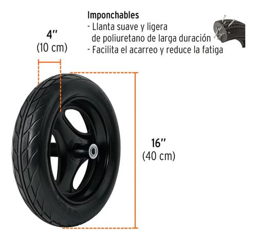 Carretilla 4.75 Ft3 Imponchable, Bastidor Tubular, Truper