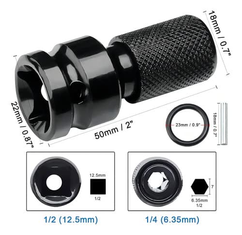 Adaptador De Impacto Hexagonal De 1/2  Cuadrado A 1/4  Para Brocas Shopadpesca