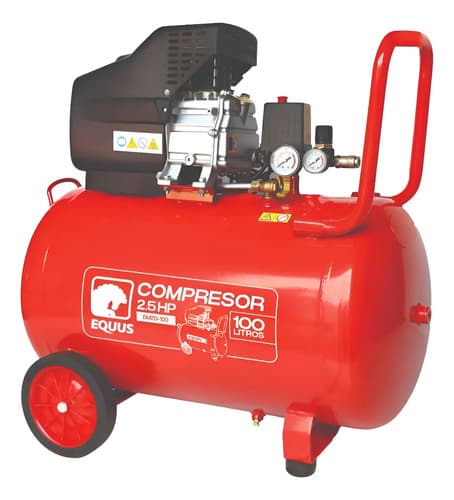Compresor De Aire 2.5 Hp 100 Lts Equus, 24 Meses Garantia Rojo Monofásica