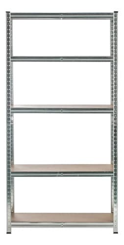 Rack Metálico 5 Estantes Ajustables 175kg Acero/mdf 180x90x40cm Plateado