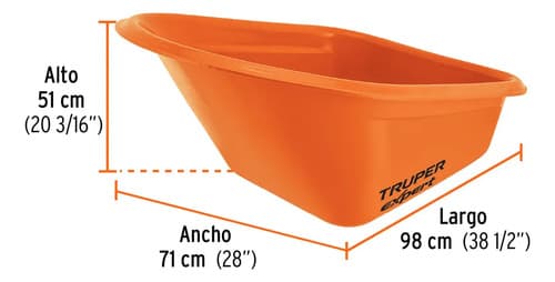 Carretilla 7ft3 Expert Plástica,2llantas 103007 Color Naranja