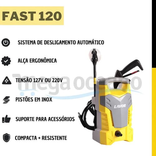 Lavadora De Alta Presión Lavor Fast 120 Amarilla De 1600 W Con 1740 Psi De Presión Máxima De - 60 Hz Amarillo