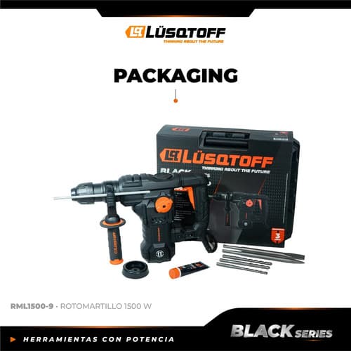 Rotomartillo Lusqtoff Rml1500-9 Percutor Sds Plus 1500w Black Series Negro 50 Hz