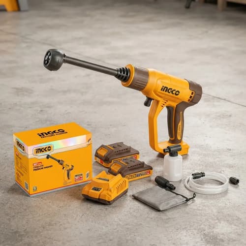 Hidrolavadora A Batería Ingco 20v 2.8l/min Con 2 Baterias Naranja Claro 20v