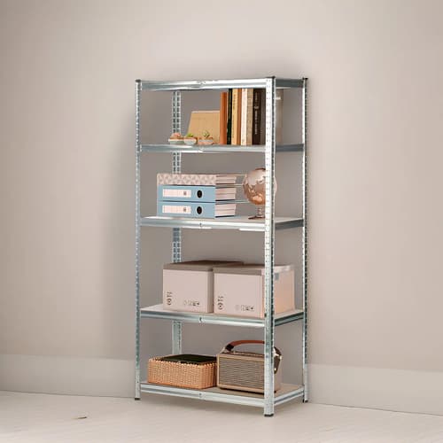 Rack Metálico 5 Estantes Ajustables 175kg Acero/mdf 180x90x40cm Plateado