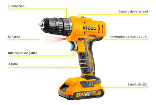Kit Taladro + Atornillador De Impacto Inalambrico 20v Color Amarillo