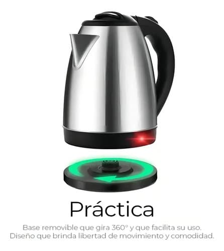 Jarra Eléctrica Scarlett Sc-20a 2l Acero Inoxidable Plateada Y Negra Plateado/negro