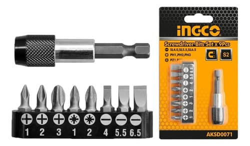 Set De Puntas Magnéticas Ingco Para Destornillador, 9 Piezas