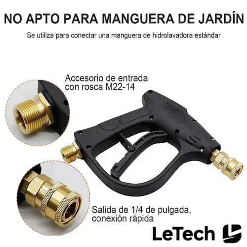 Hidrolavadora Letech Industrial Con 5 Boquillas, Portátil Y De Alta Presión Negro