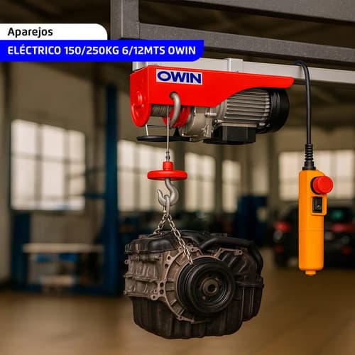 Aparejo Electrico Malacate 250kgs Elevacion 12 Mts Montacarga Guinche Owin Rojo 1