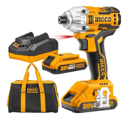 Pistola De Impacto Llave Inalambrica 1/4in Cargador Baterias Amarillo